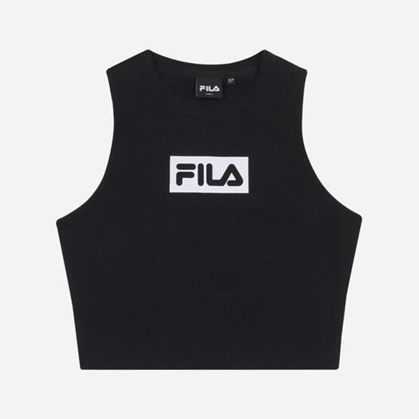 Camisetas Fila Mulher Pretas - Fila Crop Sleeveless Portugal Lojas,YBFH-32147